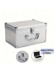 1PC Aluminum Alloy Portable Toolbox Storage Case Sturdy Lock Reinforced Thickened Shockproof Foam Protective Interior Organizer For Workshop Garage Outdoor Equipment Tools Travel Car Trunk Storage Gift - A - View 1