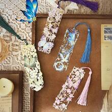 Butterfly Tassel Hollow Metal Bookmark, Reading Page Clip Gift - multicolor - View 2
