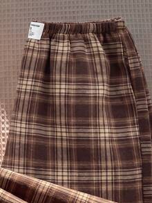 Comfortcana Women's Plaid Casual Versatile Everyday Travel Pants - Coffee Brown - View 3