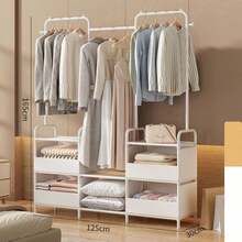 1pc Assembled Wardrobe Cabinet, Reinforced Iron Frame Clothes Rack For Home Bedroom, Clothing & Miscellaneous Storage, Modern Design, Durable - Multicolor - View 16