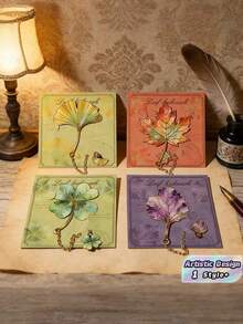 1PC Vintage Metal Leaf Bookmark With Chain Charm Hollow Design Exquisite Ginkgo Maple Clover Lotus Pendant Ideal Gift For Book Lovers Students Teachers Writers Readers 6 Styles Random Assorted - multicolor - View 1