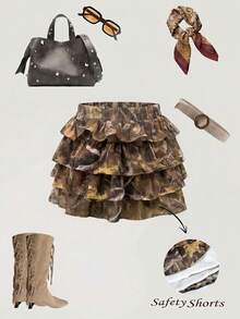 Rina Fox Leopard Print Puff Ruffle Cake Skirt Spring Summer Style Skirt - Multicolor - View 2