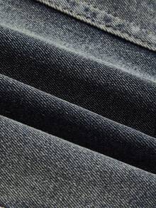 ROMWE Grunge Punk Summer Punk Y2K Sexy Hot Girl Metal Rivet Hollow Out Design Vintage Washed Fitted Tube Denim Top Club Night Out Dark Blue - Blue - View 4
