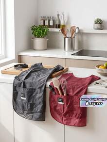 1pc/2pcs Creative Apron Vest With Adjustable Buckle Design, Stain-Resistant, Breathable, Durable, Water-Resistant, Suitable For Cafes, Barbershops, Dessert Shops, Milk Tea Shops, Restaurants, Etc. Due To Different Production Batches, There May Be - Multicolor - View 1