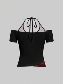 Attitoon 女款 2 合 1 字母與翅膀印花掛脖式 T-shirt - 彩色 - 查看 8