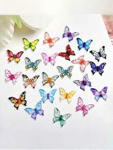50 PCS Mini Resin 3D Multicolor Butterfly Shiny Glossy Lightweight Adhesive Charms Embellishments For Nail Art Jewelry Wedding Party Scrapbooking Card Making DIY Crafts Projects Home Decor Supplies - Multicolor - View 9