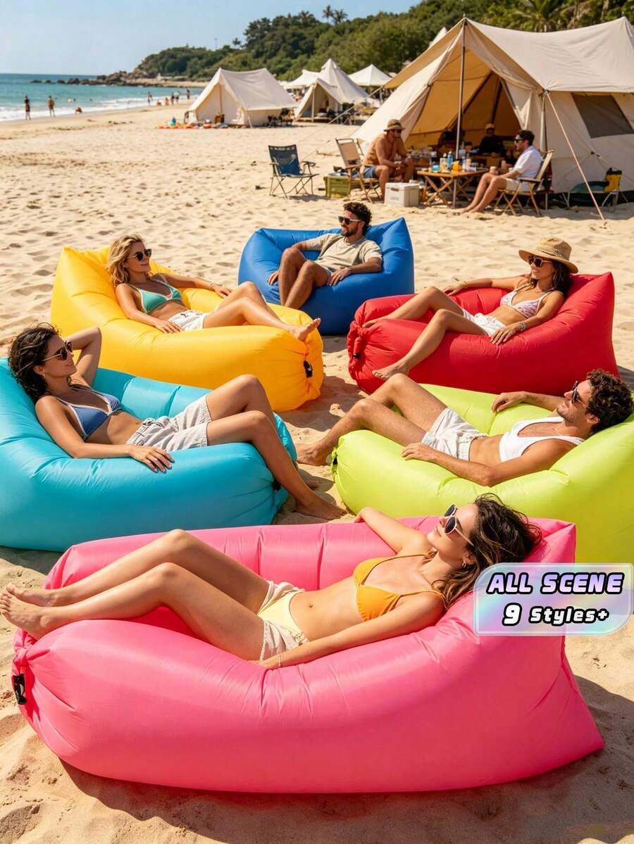 1PC Portable Quick Inflation No Air Pump Lightweight Foldable Outdoor Slouchy Inflatable Sofa For Camping Hiking Travel Patio Backyard Gift - Multiple Styles - View 1