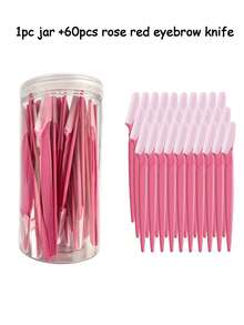 60 Piece Rose Red Eyebrow Trimmer Set, Eyebrow Trimmer/Shaver, Exfoliating Shaving Tool, Body Hair Trimmer And Facial And Eyebrow Shaver Set, Long Handled Blade With Precise Protective Cover, Women'S Eyebrow Trimmer Tool - Hot Pink - View 9