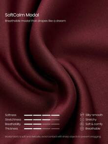 GLOWMODE 32'' Tall SoftCalm Modal Glow Soft Silky-Soft Smooth Breathable Relaxed Fit High-Rise Waist Side Pockets Tall Wide Leg Lounge Pants Daily Casual Wear - Burgundy - View 5
