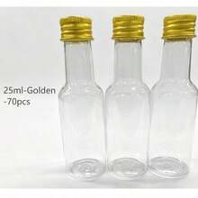 50 piezas Botella de vino pequeña - 25 ml/50 ml/100 ml/150 ml Botella de plástico, Botella de helado de plástico, Botella pequeña para celebraciones y fiestas, Botella de mini jugo para bodas y fiestas, Accesorios portátiles para el Día Nacional - Dorado - Ver 14