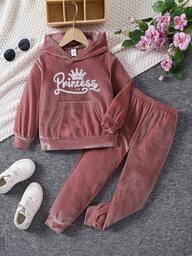 SHEIN Elladie kids Girls' Casual Sports Comfortable Long Sleeve Hooded 2 Pieces Set, Autumn