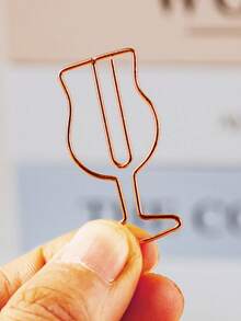10Pcs Small Size Wine Glass Shaped Paper Clips Creative Unique Multifunctional File Fastener Binder Bookmark Holder For Office School Student Stationery Supplies Desk Organizer Must Have - View 3