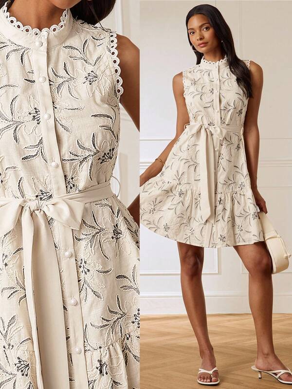 Lilora Nuevo vestido bordado para mujer, vestido elegante y versátil de alta gama, adecuado para ir al trabajo, uso casual diario, salidas, reuniones, citas, fiestas, ocio, excursiones, vacaciones, verano, viajes de vacaciones