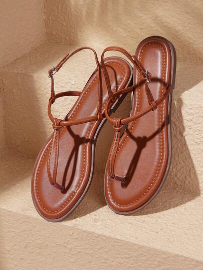 HighSole Women's Flat Sandals With Toe Strap, Comfortable Spring/Summer Outdoor/Indoor Fashion, Minimalist, Suitable For Holidays, Daily Commute, Elegant Retro Style Summer Shoes