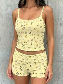 SHEIN EZwear Summer Ditsy Floral Camisole And Shorts Set - Multicolor - View 5