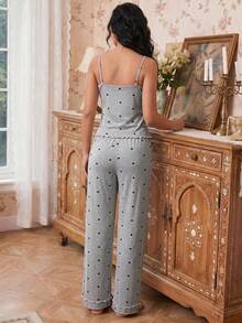 Modelyn Sweet Heart Strap Pajama Set For Women - Grey - View 2