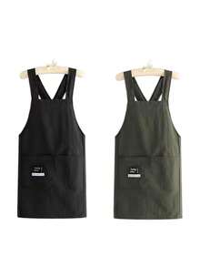 Cross-Back Kitchen Apron With Pockets, Adjustable Water-Resistant Apron For Cooking, Baking, Gardening & Work, Unisex Chef Apron - Multicolor - View 6