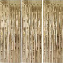 3pcs/Set 100*200cm Gold Tassel Ribbon, Curtain Shiny Metallic Texture Design, Suitable For Photography Studio Props, Birthday Party, Bridal Shower, Wedding Decoration, Background Curtain, Party Decoration, Photo Booth Props - multicolor - View 10