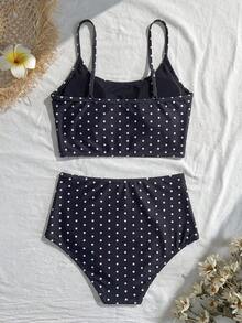 Swim Vcay Vacation Beach Polka Dot Print Tankini Set - Multicolor - View 4