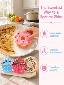 Zazumi 4Pcs/8Pcs Donut Shaped Dish Washing Sponge, Soft Porous Foam With Round Ring Silhouette, Rich Foam Generating, Water Absorbent And Fast Drying Surface Cleaner, Kitchen Scrub Pad For Tableware Pot Pan Daily Cleaning Tasks - multicolor - View 17