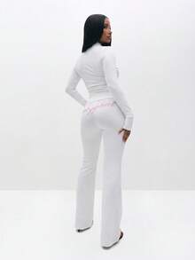 BABYPHAT PULL ON BOOTY LOGO FLARE LEGGINGS - White - View 2