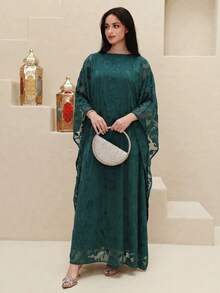 Yasmyna 女款蕾絲休閒寬鬆派對旅行阿拉伯風洋裝 - 墨綠色 - 查看 6