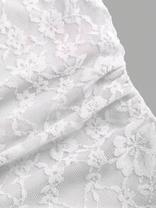 Sweetra 春夏新款細肩帶洋裝，收腰顯瘦剪裁，蕾絲面料，適合派對、生日派對 - 白色 - 查看 7