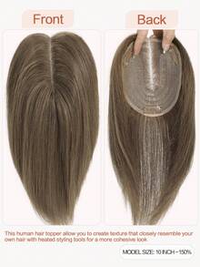 ZERO-NET Hair Toppers For Women Real Human Hair 10Inch Human Hair Topper Middle Part Clip In Topper Hair Pieces For Women - S8 - View 2