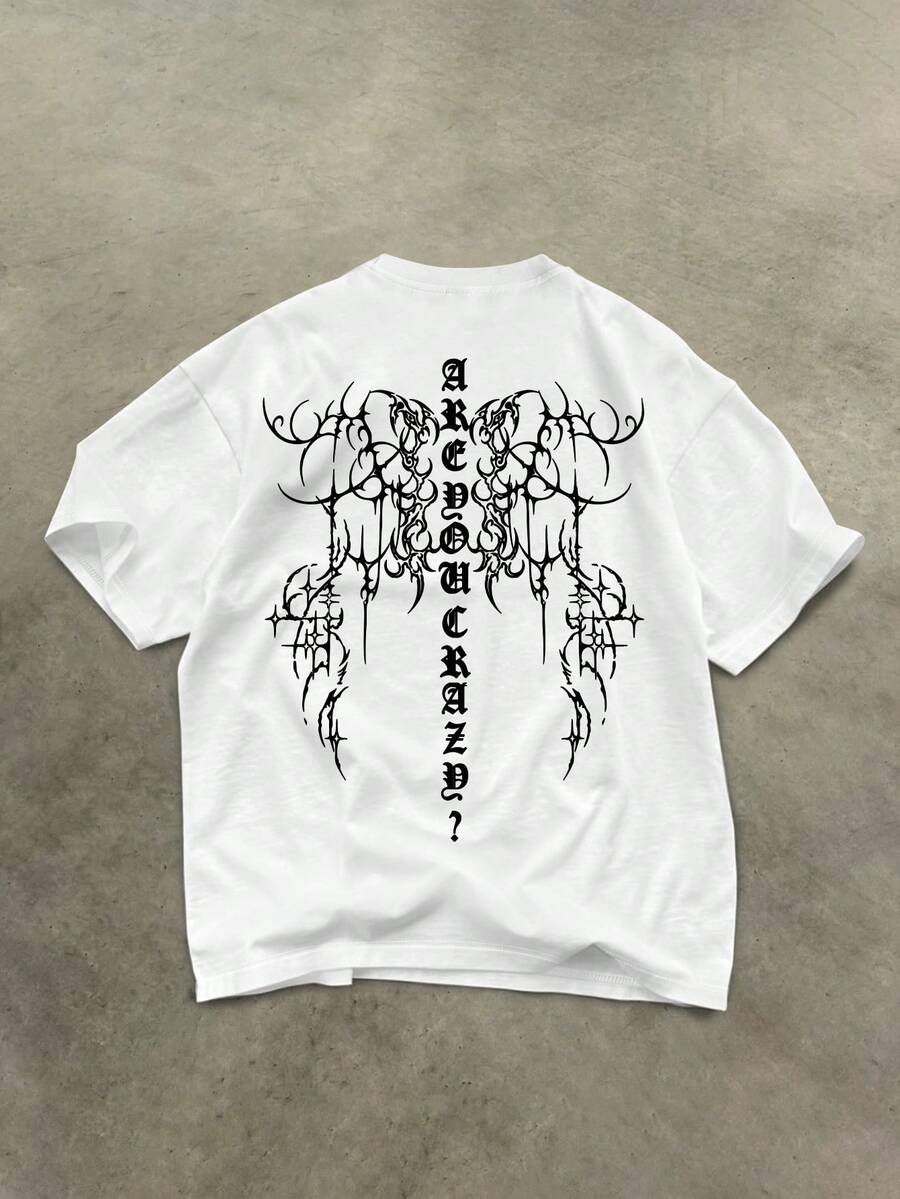STEELVANCE 男士落肩印花短袖圓領T恤 - 白色 - 查看 1
