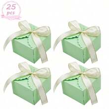 25 pièces Petites boîtes en papier à thème printanier pour bonbons et friandises avec ruban, boîtes cadeaux en papier pour biscuits, fournitures de fête pour anniversaire et mariage - multicolore - Voir 13