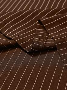 STYNVO Men's Plus Size Striped Short Sleeve Shirt And Shorts Casual Set - Brown - View 5