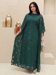 Yasmyna 女款蕾絲休閒寬鬆派對旅行阿拉伯風洋裝 - 墨綠色 - 查看 5