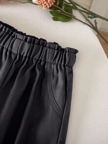 Souflis Souflis 女童條紋領口背心與寬腿褲休閒套裝 - 黑與白 - 查看 6