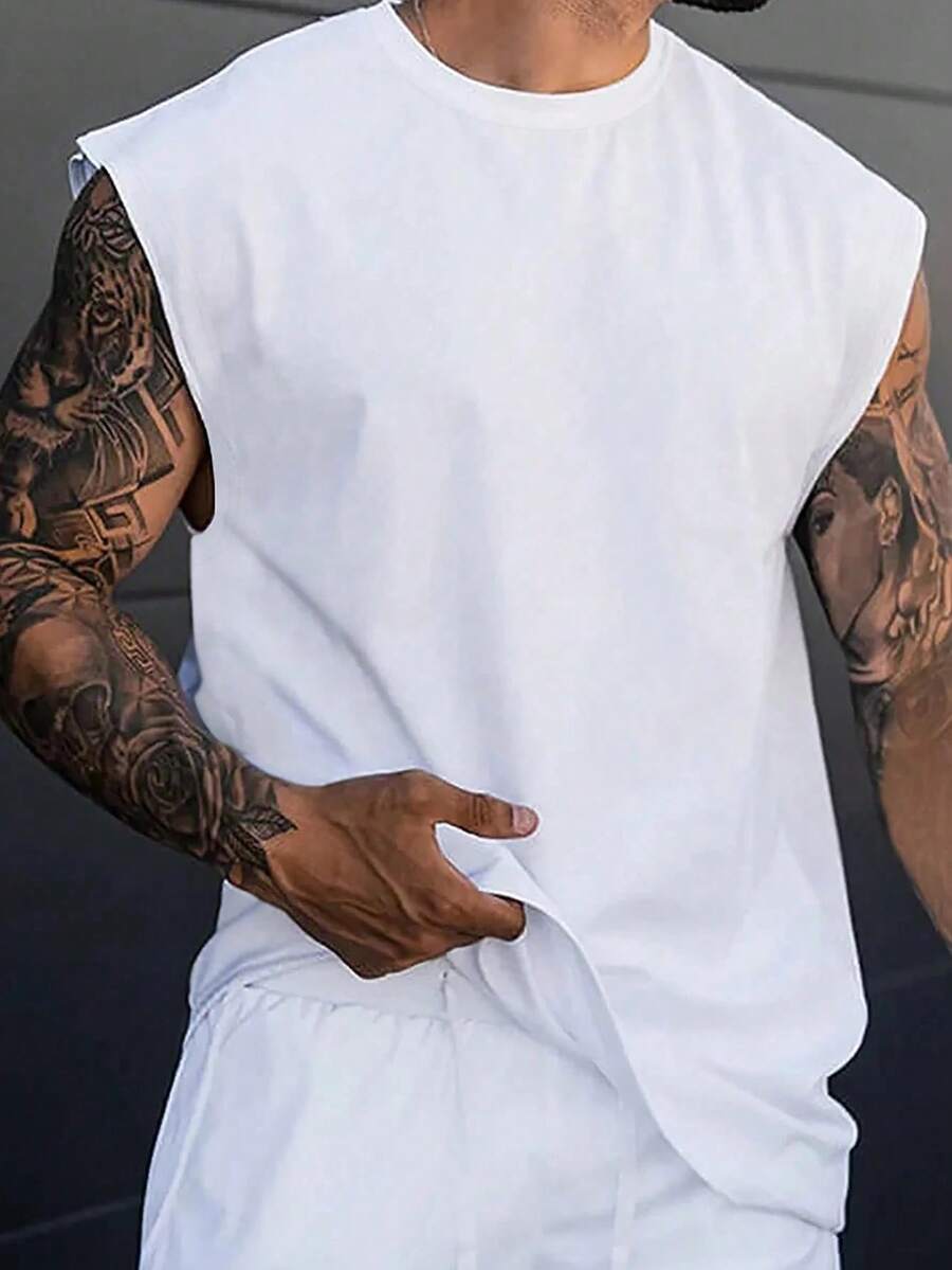 Manfinity Homme Camiseta de tirantes lisa para hombre, vacaciones - Blanco - Ver 1