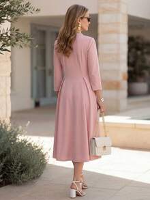 Miaspire Elegant Casual Granny Dresses For Women, New Year Dress, Wedding Formal Office Cocktail Guest, Going Out, Birthday, Ruffle Dress, Light Pink Autumn - Dusty Pink - View 3