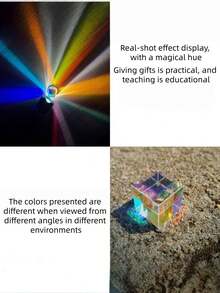 1 buah Prisma Kristal Buatan Berwarna, Kubus X Kaca Optik, Dispersi Kombinasi RGB, Hadiah Edukatif, Cocok untuk Usia 14 Tahun ke Atas, Warna Campuran, Bahan Kaca, Prisma Unik - Kristal Kubus Rubik - View 8
