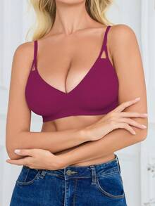 SHEIN 女款無縫內衣，1件裝 - 中紫紅色 - 查看 6