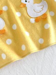 Cozy Pixies Baby Girl Polka Dot Duck Pattern One-Piece Swimsuit Suitable For Summer Vacation Beach - Yellow - View 6