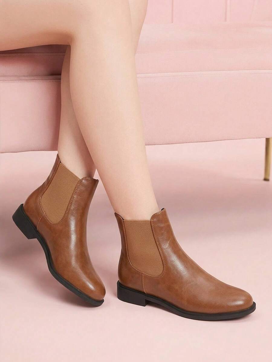 CUCCOO DOLLMOD 女款休閒粗跟短靴,適合日常穿著,聖誕節、情人節、春季鞋款 - 駝色 - 查看 1