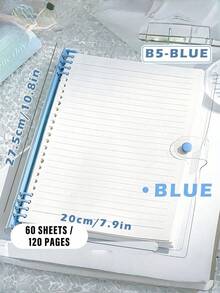 1PC/360page- B5 Clear Soft Leather BulkNotebook, With Perforated Pages,B5 Loose-LeafNotebook With Thick Coil , Light Green Light Blue Milky White,Smooth Writing Paper Binder - Velvet TexturedCover,School Supplies,Back To School - multicolor - View 9