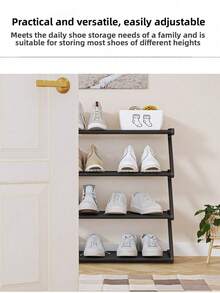 1pc 4-Tier Z-Shaped Plastic Shoe Rack, Freestanding Large Capacity Multi-Functional Storage Organizer, Tool-Free Easy Assembly, Stackable & Space Saving. Holds Shoes, Boots, Sundries; Perfect For Hallway, Wardrobe, Living Room, Bedroom & Dorm - Multicolor - View 6