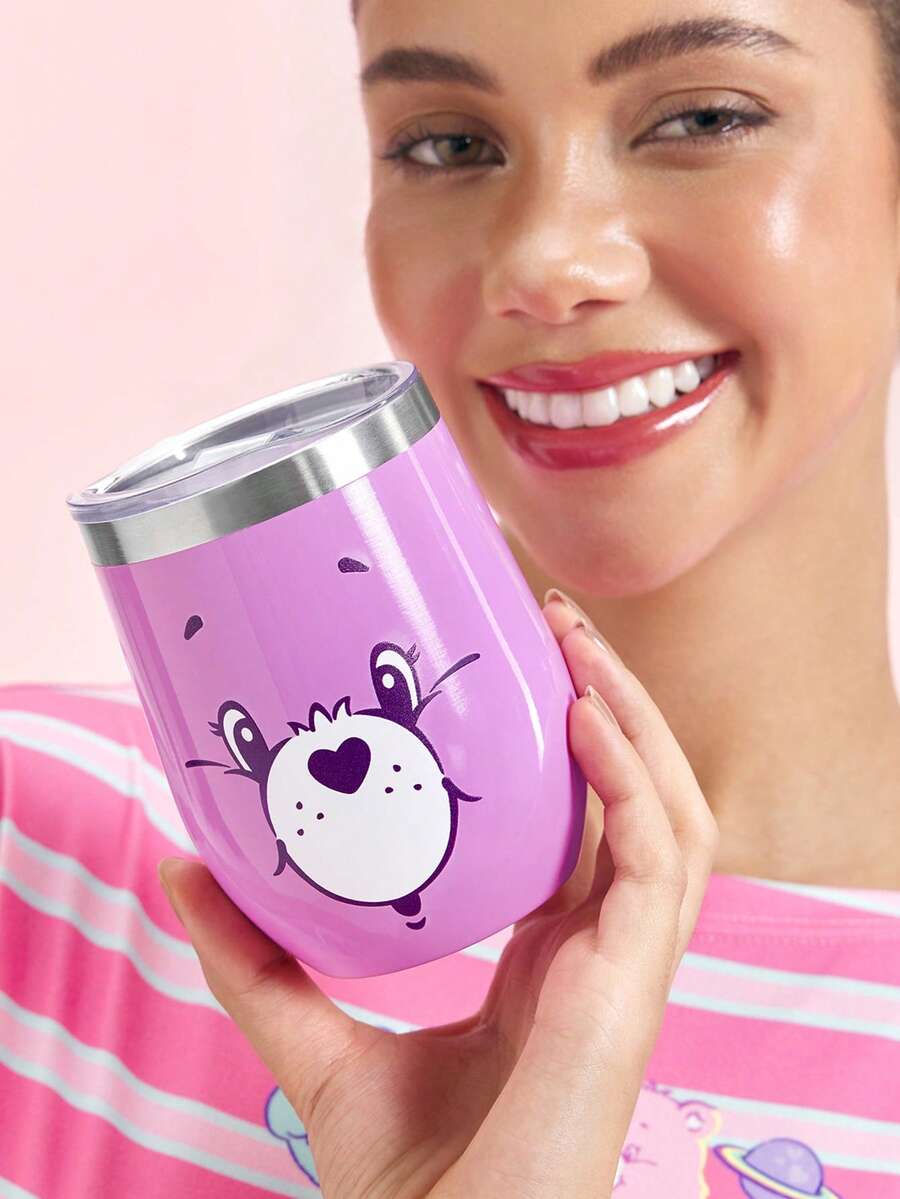 SHEIN X Care Bears 360ml/12oz 不鏽鋼防漏蓋隨行杯,適用熱飲/冷飲,適配大多數杯架,送禮首選 - 紫色 - 查看 1