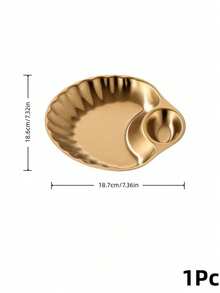 Muroi Mono 1 pieza/2PCS Plato de aperitivos de acero inoxidable con forma de concha con compartimento de salsa integrado, bandeja de servir dividida con borde ondulado para papas fritas, dumplings y aperitivos, perfecto para uso diario en el hogar y restaurante, excelente regalo de inauguración de casa - Multicolor - Ver 16