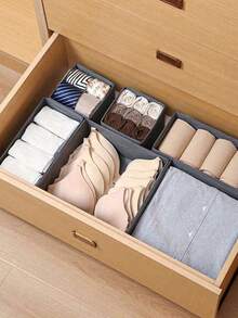 Dark Gray Foldable Storage Box Fabric Closet Organizer Drawer Divider For Clothes Underwear Bras Socks Lingerie Dark Gray Space Saving Wardrobe Storage Home Decor Dorm Room Essential Household Gift - dark gray - View 6