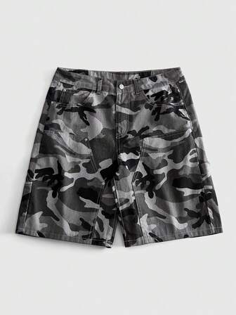 Herren Camouflage Cargo Denim Shorts