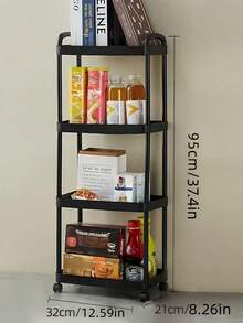 1pc 3/4/5 Tier Modern Rolling Storage Trolley, Multifunctional Mobile Utility Cart, White & Black Storage Shelf For Kitchen Bathroom Bedroom, Halloween Christmas Gift - Multicolor - View 6