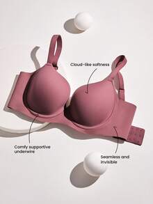 LUVLETTE Dream Curve Support+ Side Support Rose Color Underwire Push Up T-Shirt Basic Comfortable No-Show Seamless Must-Haves Bra - Rusty Rose - View 6