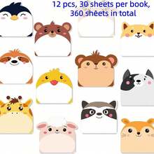 240/360pcs Pieces Of Sticky Notes With Cute Animal Themes Are Suitable For Daily Office Message Scrapbook Decoration DIY Tearable And Writable Stickers And Various Animal-Shaped Sticky Notes (20/30 Pieces Each, A Total Of 12 Sets). - one-size - View 10