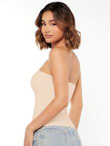 SHEIN BASICS 女上衣，外出上衣/夏季/露肩上衣 女款上衣 - 卡其色 - 查看 3