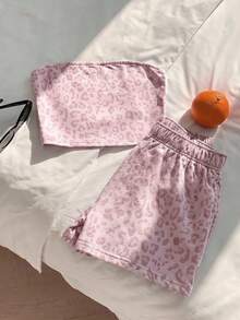 Comfortcana 淺豹紋女款兩件套套裝，適合度假、畢業季、夏季上衣、日常通勤、約會、派對、秋冬/夏季、聖誕節、新年、感恩節、派對、婚禮、海灘、畢業典禮、時尚、優雅、休閒、外出、約會、預購、通勤、閃亮、情人節、優雅、度假、休閒 - 彩色 - 查看 3